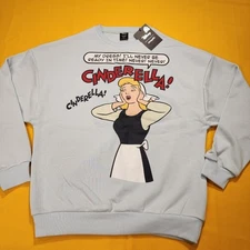 Cakeworthy Cinderella Comic Drop Sleeve Crewneck Blue Sweatshirt Oversized M