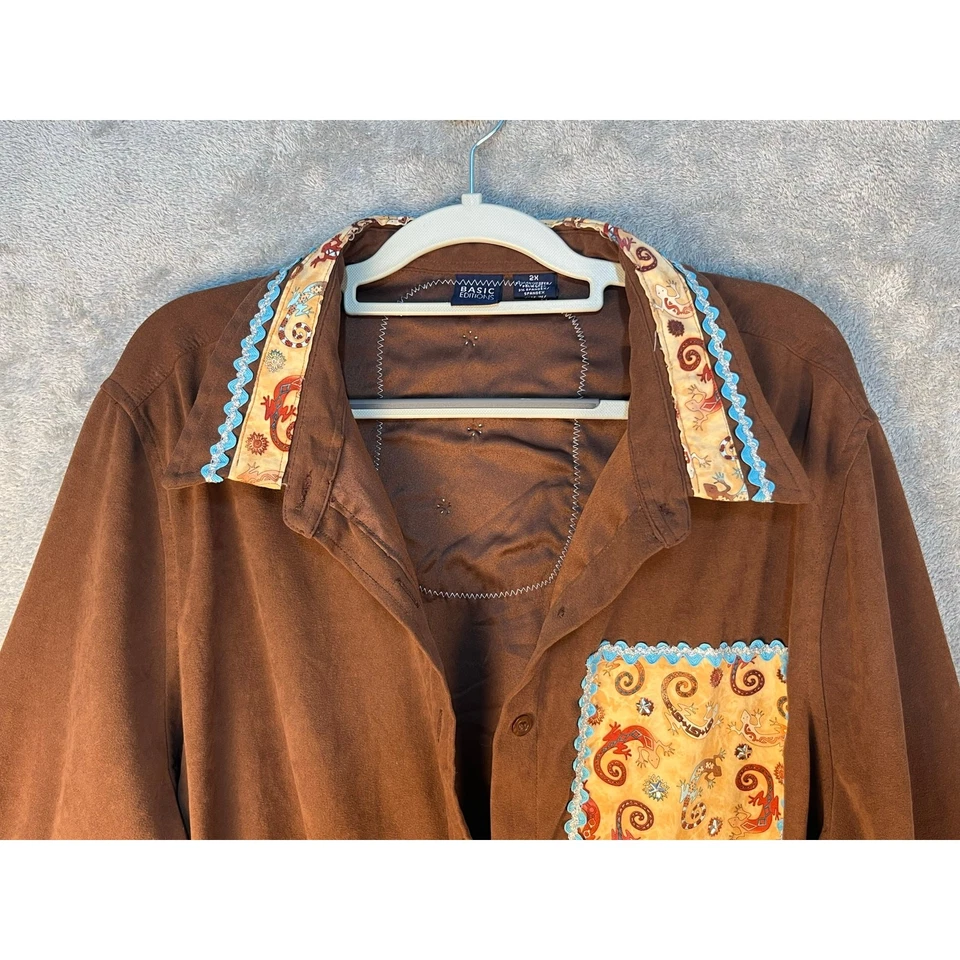 VTG Upcycled Southwestern Jacket Size 2X Lizard Patchwork Boho Cowgirl - Image 2 of 4