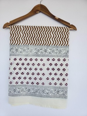Beach Wrap Pareo, Hand Block Printed Cotton Sarong, Long Scarf, Large Sarong,