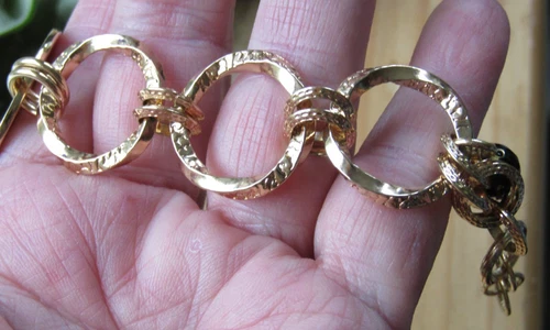 BELLEZZA LIRA COIN BRONZE CHAIN LINK BRACELET WITH FACETED BEAD CHARM 9" image 6