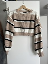 SHEIN Beige / black / white cropped jumper Size S (8)