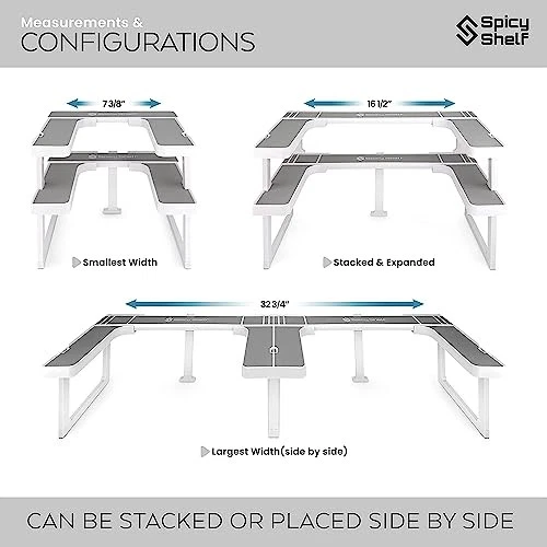 Spicy Shelf Premium Expandible 2 Niveles Estante de Especias Organizador USO2.0 - Blanco Foto 4 de 4