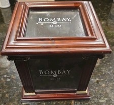 Vintage Bombay Photo Cube Trinket Jewelry Box Wood Dark Finish 3.5 Picture Frame