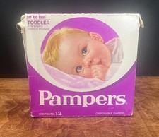Vintage 1970s 80s Pampers Diapers Toddlers 10 Left In Box