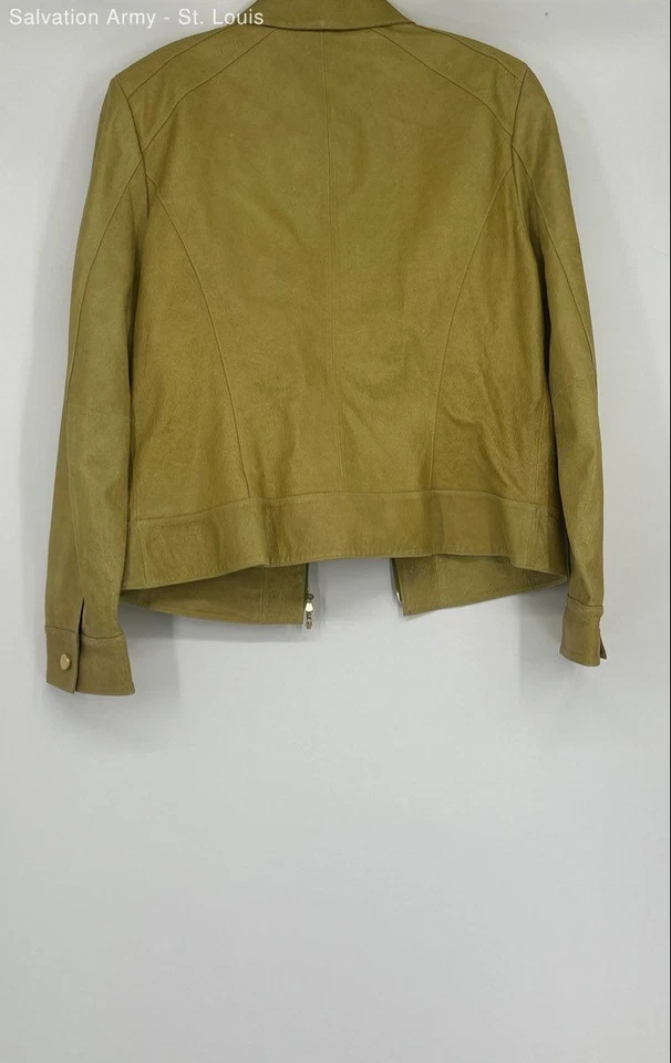 Classiques Entier Womens Green Leather Long Sleeve Full-Zip Jacket Size Large - Image 2 of 4