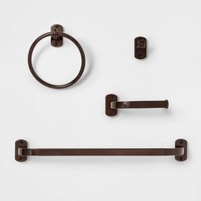 4pc Bath Hardware Set Oil Rubbed Bronze - Threshold: Includes Towel Ring