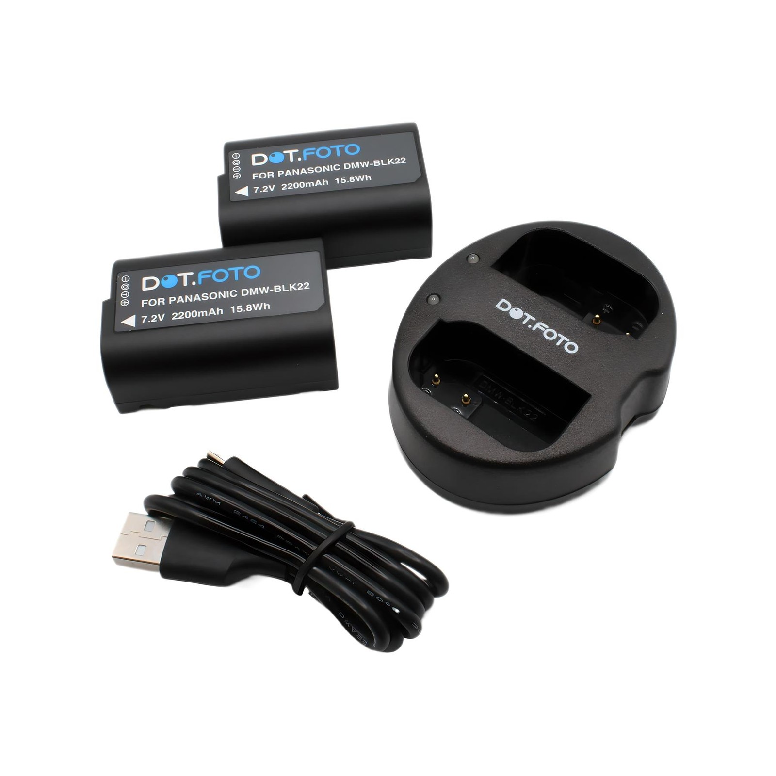 2x DMW-BLK22 battery & USB Dual Charger for Panasonic S5 SII G9II GH5 GH5II GH6