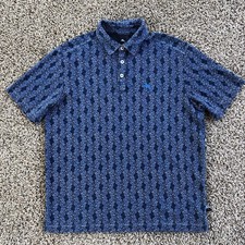 Tommy Bahama Polo Shirt Mens Medium Blue Geometric Islandzone Performance Casual