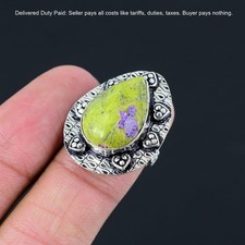 Valentines Sale Pear Atlantisite Stone 925 Silver Stackable Ring Jewelry Size 7