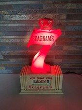  Seagrams Seven Lighted Clock Sign,Crown Whiskey,It’s Time For Seagram’s WORKING