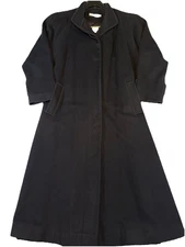 Vintage Perry Ellis Portfolio Black Wool Overcoat Long Full Length 12 Large