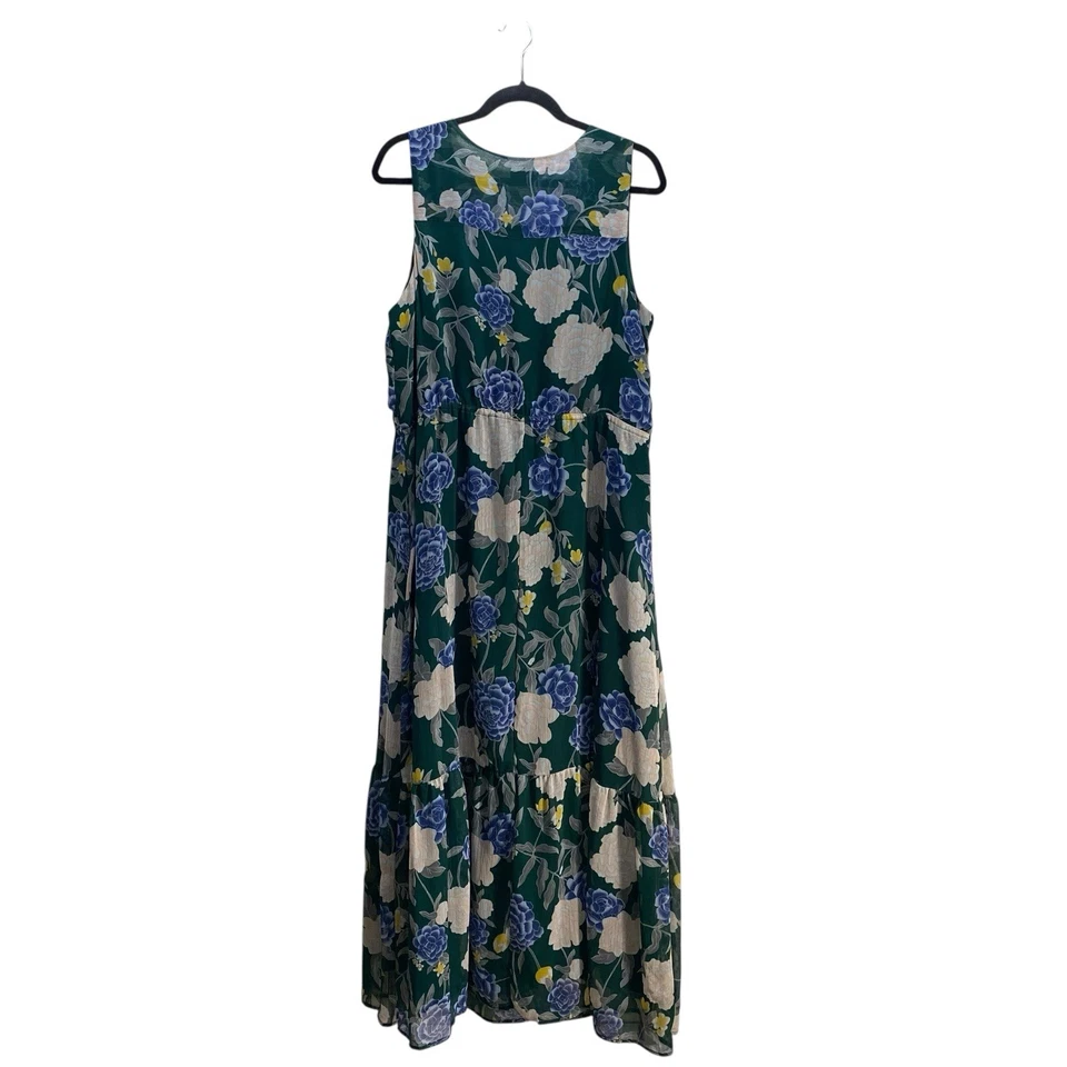 Maxi Vestido Merona Verde Floral de Gasa para Mujer XXL Cottagecore Fluido Maxi Fiesta Foto 3 de 4