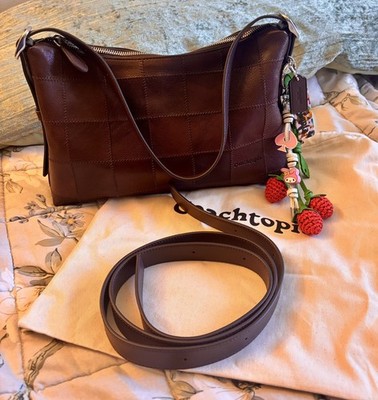 COACH Coachtopia Alter Ego CFT99 Slouchy Shoulder Bag Checkerboard Maple Charms