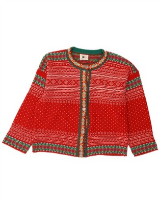 Eve's Election Damen Strickjacke Pullover EU 36/38 Small Rot Fair Isle AQ13