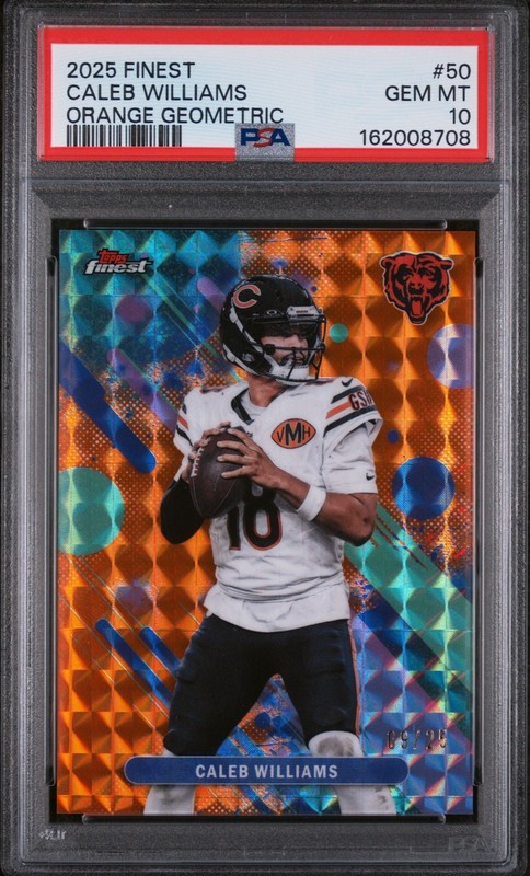 Caleb Williams Topps 2025 Finest #50 Bears Orange Geometric /25 PSA 10 POP  1