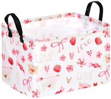 Empty Gift Basket for Girls Heart Print Storage Cube for Women, candy love