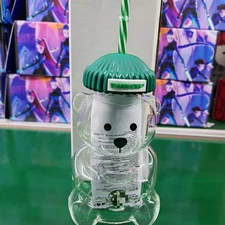 Starbucks Barista Bear Glass Cup Coffee Mug Limited Edition New Year Gift