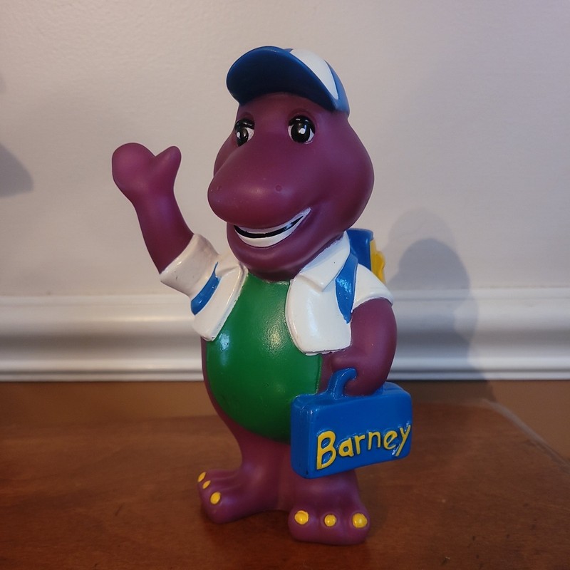 90's Vintage Barney The Purple Dinosaur PVC Piggy Bank Story Time Back 2 School