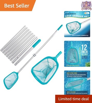 Swimming Pool Leaf Skimmer Net Aluminum Pole 11.5Ft Fine Mesh Debris Removal