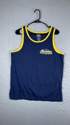 Modelo Shirt Mens Large Blue Cerveza Logo Graphic Sleeveless Tank Top Beer Tee