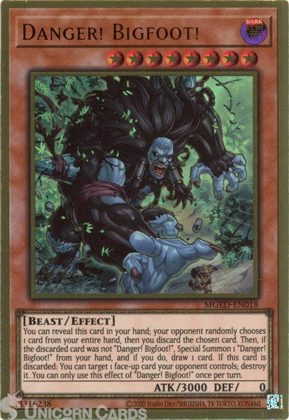 MGED-EN018 Danger! Bigfoot! Premium Gold Rare UNL Edition Mint YuGiOh Card
