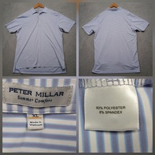 Peter Millar Summer Comfort Polo Men's XL Blue White Stripe Performance