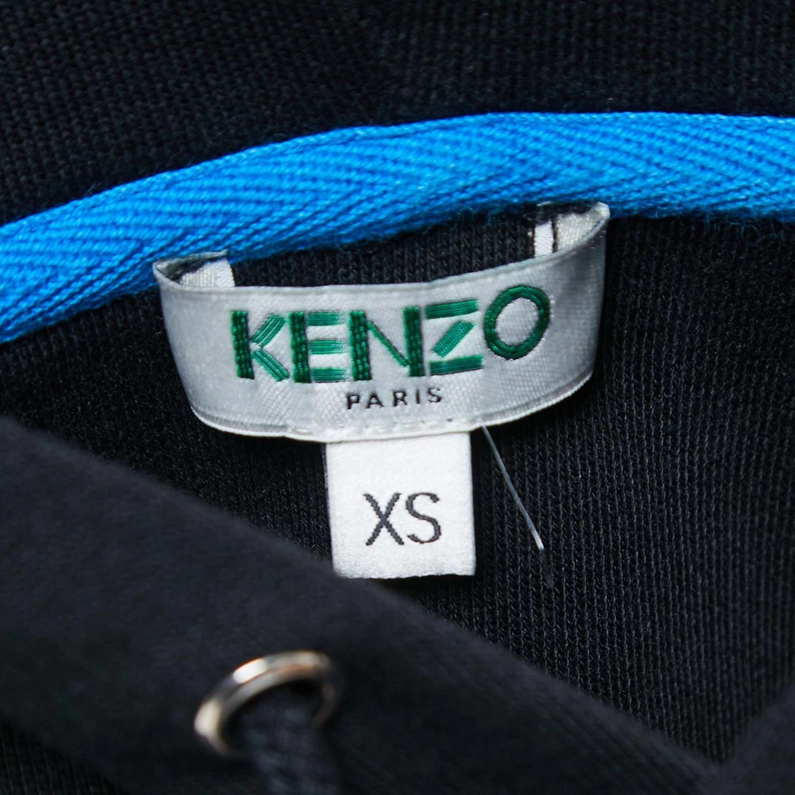 Felpa con cappuccio Kenzo logo nero ricamato cotone lavorato a maglia XS