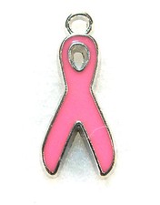 20Pcs. Tibetan Silver Pink Breast Cancer HOPE Ribbon Charms-Pendants WS32