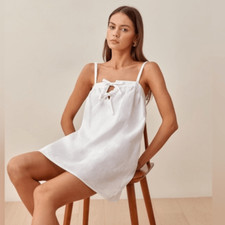 Reformation Winifred Linen Mini White Dress Tank Size 12