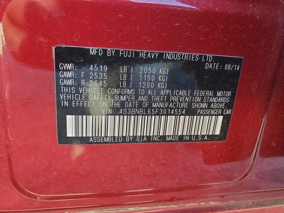 Pinza de freno trasera derecha Subaru Legacy 2015 Foto 3 de 3