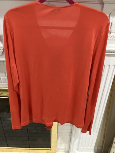 Escada XL Red Blouse Top NWOT Lots Of Stretch, V Neck Casual Or Dress Up Glam - Picture 8 of 11
