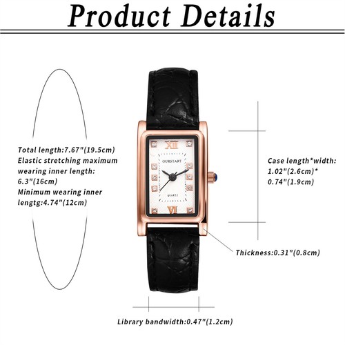 Couples Men's Women's Retro Classic Leather Strap Square Dial Quartz Wrist Watch - Picture 7 of 18