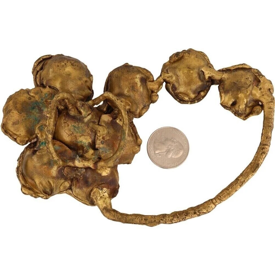 XXL Brass Brutalist Handmade Flower Floral Amethyst Bolo ? 70s Vtg Belt Buckle - Imagem 2 de 4