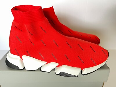 スニーカー Balenciaga Speed Trainer Red Balenciaga Men's Speed 2.0 Lt Logo Knit Sock Trainer Sneaker