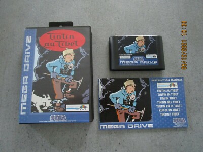 Jeu SEGA Megadrive : Tintin Au Tibet - Complet Avec Boîtier Et Notice - Bon état - Collector