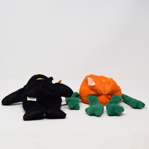 2 Ty 2001 Haunt 1998 Pumkin Beanie Baby Halloween Bear Pumpkin Stuffed Animal - Picture 10 of 20
