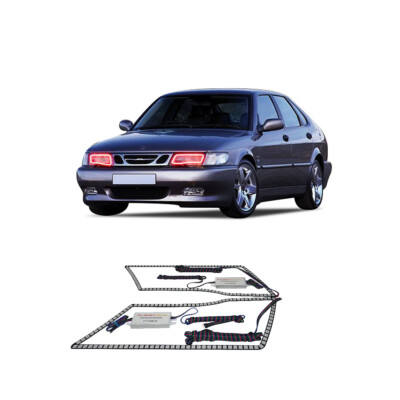 Bright Red Angel Eye Headlight Halo kit for Saab 9-3 99-03