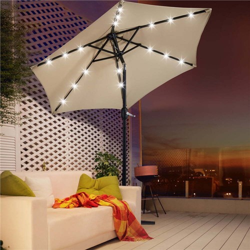7.5ft Standard Patio Umbrella with LED Lights Garden Outdoor Shade Crank Tilt US