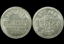 BIERMARKE: "Gut für 1 Liter Bier". BRAUEREI REDLBACHER - STRAUBING / BAYERN.