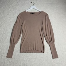 Catherine Maladrino Ribbed Pink Sweater Dramatic Bishop Sleeve Quiet Luxury L