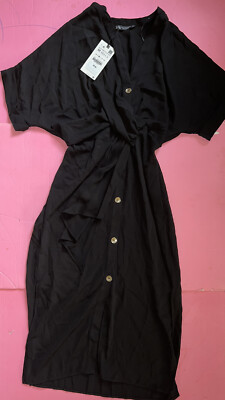 black dress with gold buttons zara NWT M RARE Aqua Dress