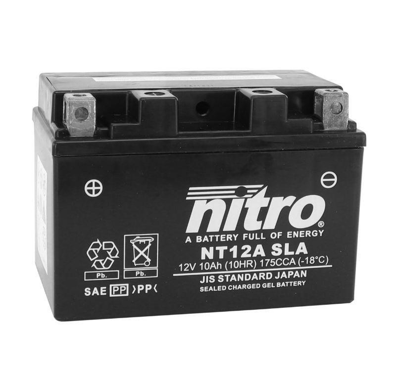 Batterie 12v 10 ah NT12A Nitro AGM activee en usine dimensions 150x87x105 mm