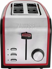 Zanussi 2 Slice Toaster Stainless Steel Red and Grey 800W