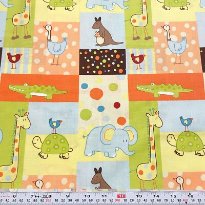 Animals Polka Dots Patchwork Jo-ANN Cotton Fabric Remnant 13'' x 42''