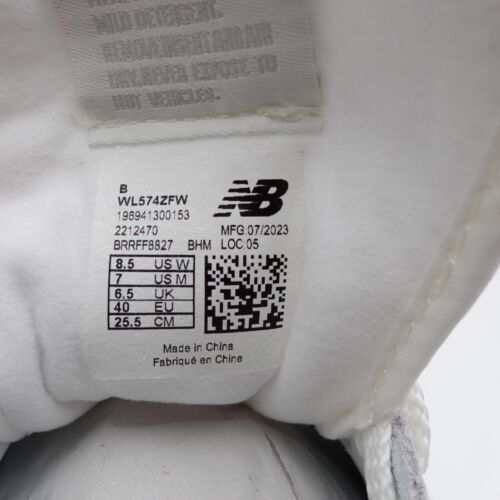 Size 8.5 Women's New Balance 574+ Platform Sneakers WL574ZFW White/Grey - Picture 2 of 7