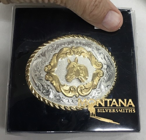 Vintage Montana Silversmith Belt Buckle Horse Head, Silver Plated W/Box, Papers - Picture 6 of 6