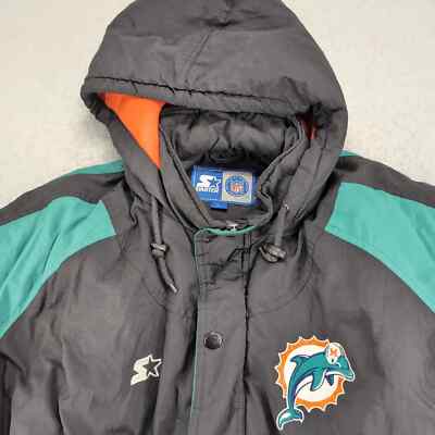 90's FAMEDAY NFL マイアミ・ドルフィンズ ジャケット 90's PRO PLAYER “NFL Miami Dolphins” 中綿入り フード付き