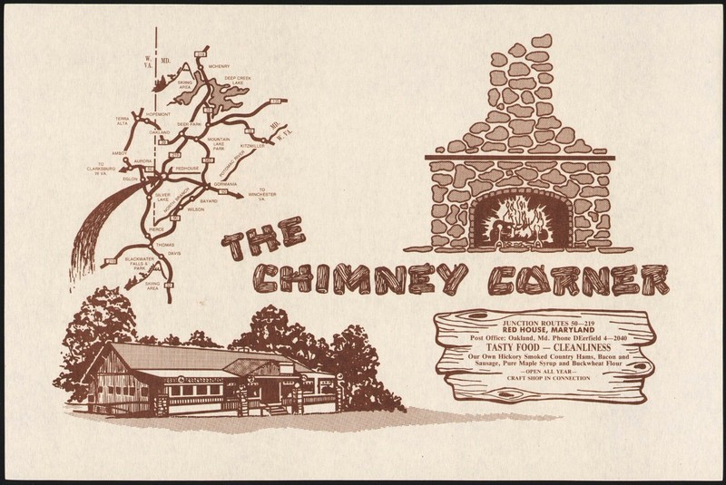 Vintage placemat THE CHIMNEY CORNER restaurant and map Red House Maryland nrmt+