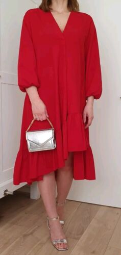 Brand New Zara Red Midi Dress Size M | Wedding | Christening | Spring | Summer - Picture 1 of 13