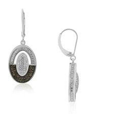 925 Sterling Silver White Clear Brown CZ Dangle Drop Earrings